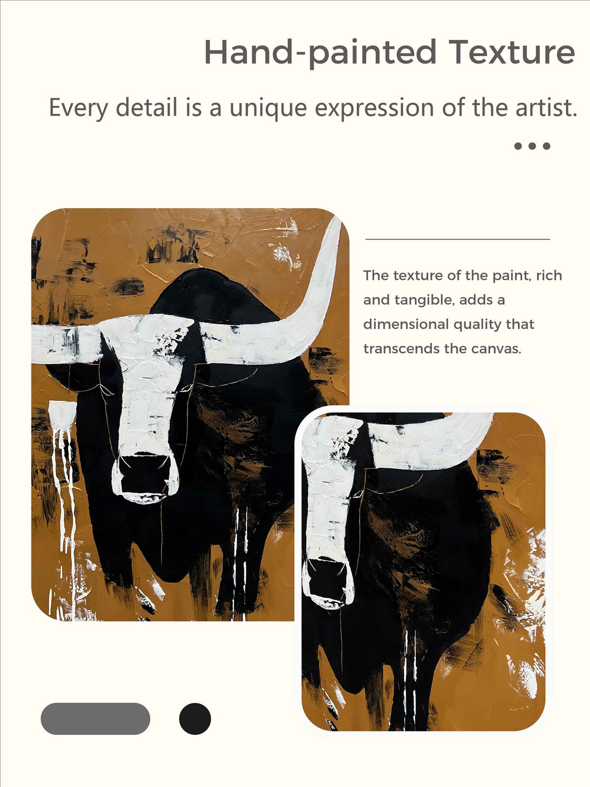 Retro White And Black Bull Horns Wall Art Vintage - Texture Detail Closeup | Seegart