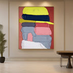 Large Colorful 3D Textured Acrylic Plaster Abstract Modern Wall Art Painting-SJ#0340