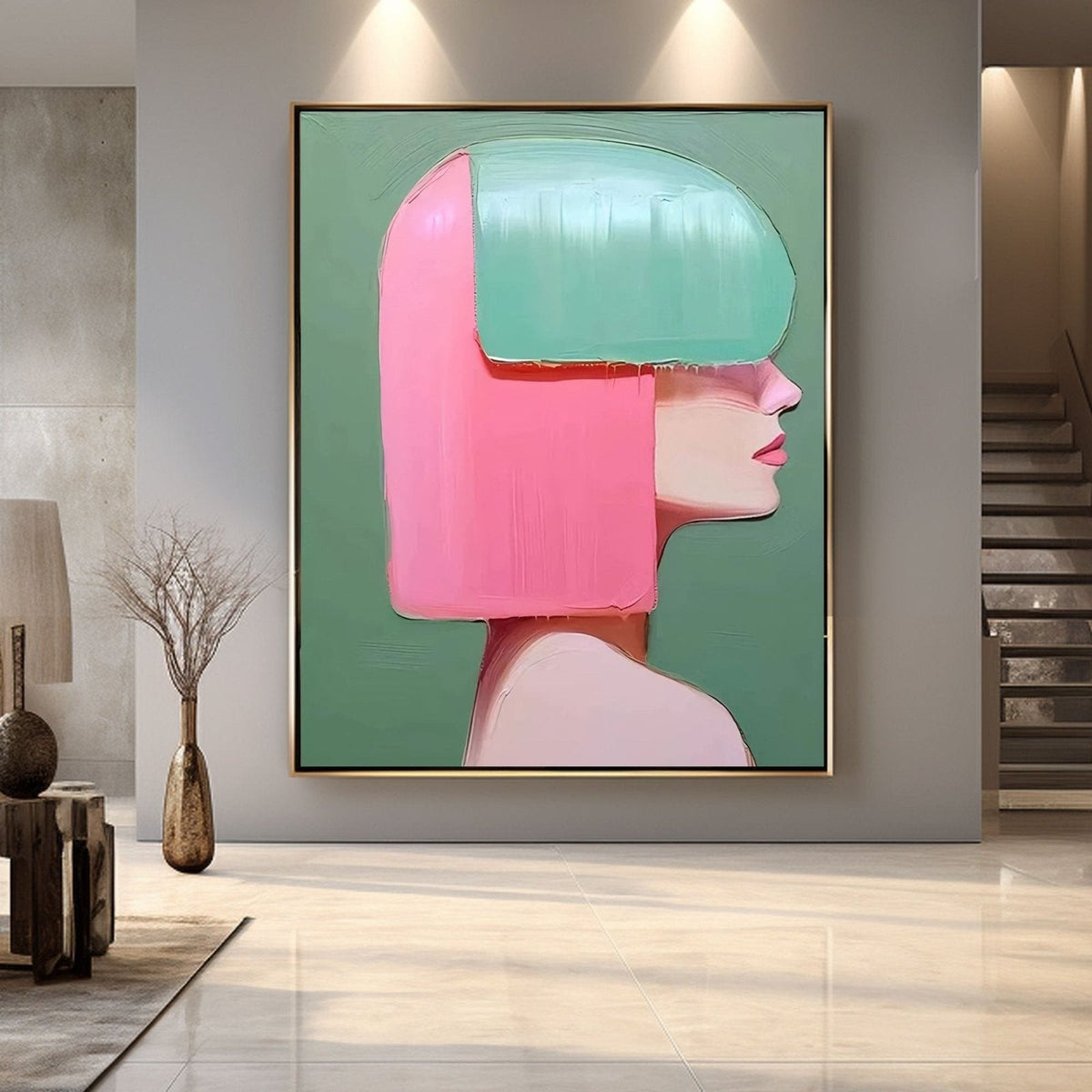 Vertical Textured Colorful Abstract Modern Wall Art On Canvas-SJ#0334