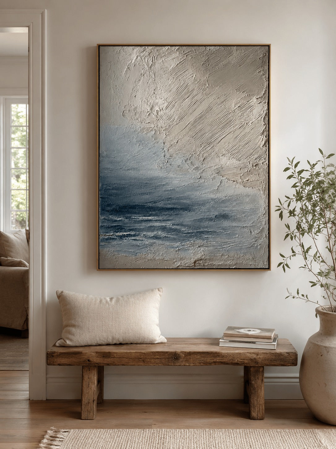 Neutral Ocean Wall Art _ Hand-Painted Texture –SJ#0056