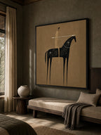 Vintage Abstract Horse And Rider Painting On Linen Canvas For Living Room Decor-SJ#0238