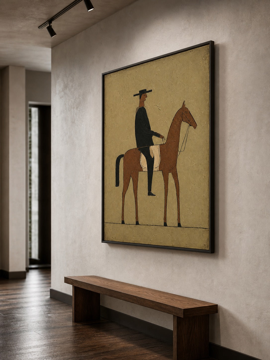 Vintage Horse And Rider Painting Modern Wall Art For Living Room Decor - Texture Detail Closeup | Seegart