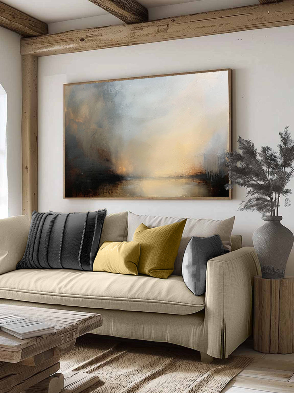 Vintage Moody Lake Oil Painting Handcrafted Lake -SJ#0265