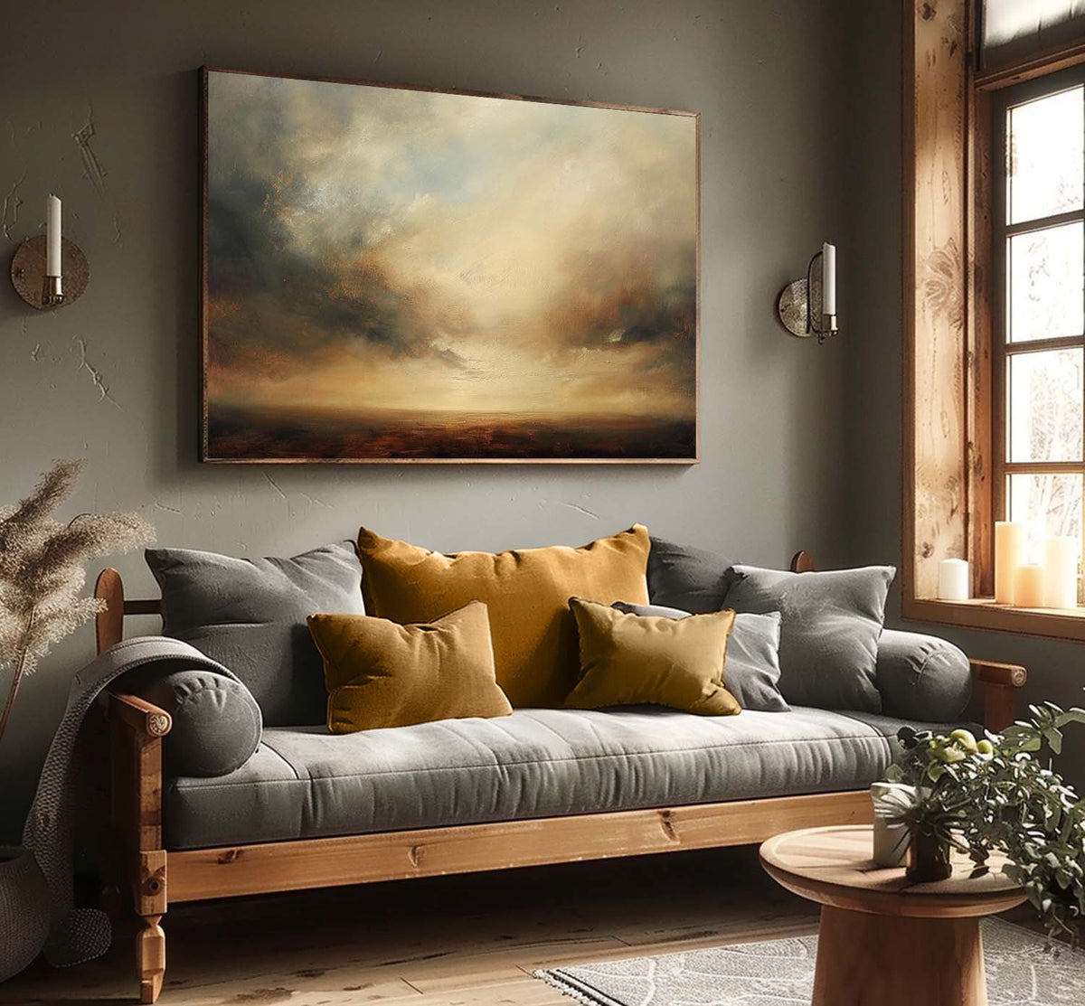 Vintage Moody Seascape Paintings Retro Wabi Sabi L-SJ#0264