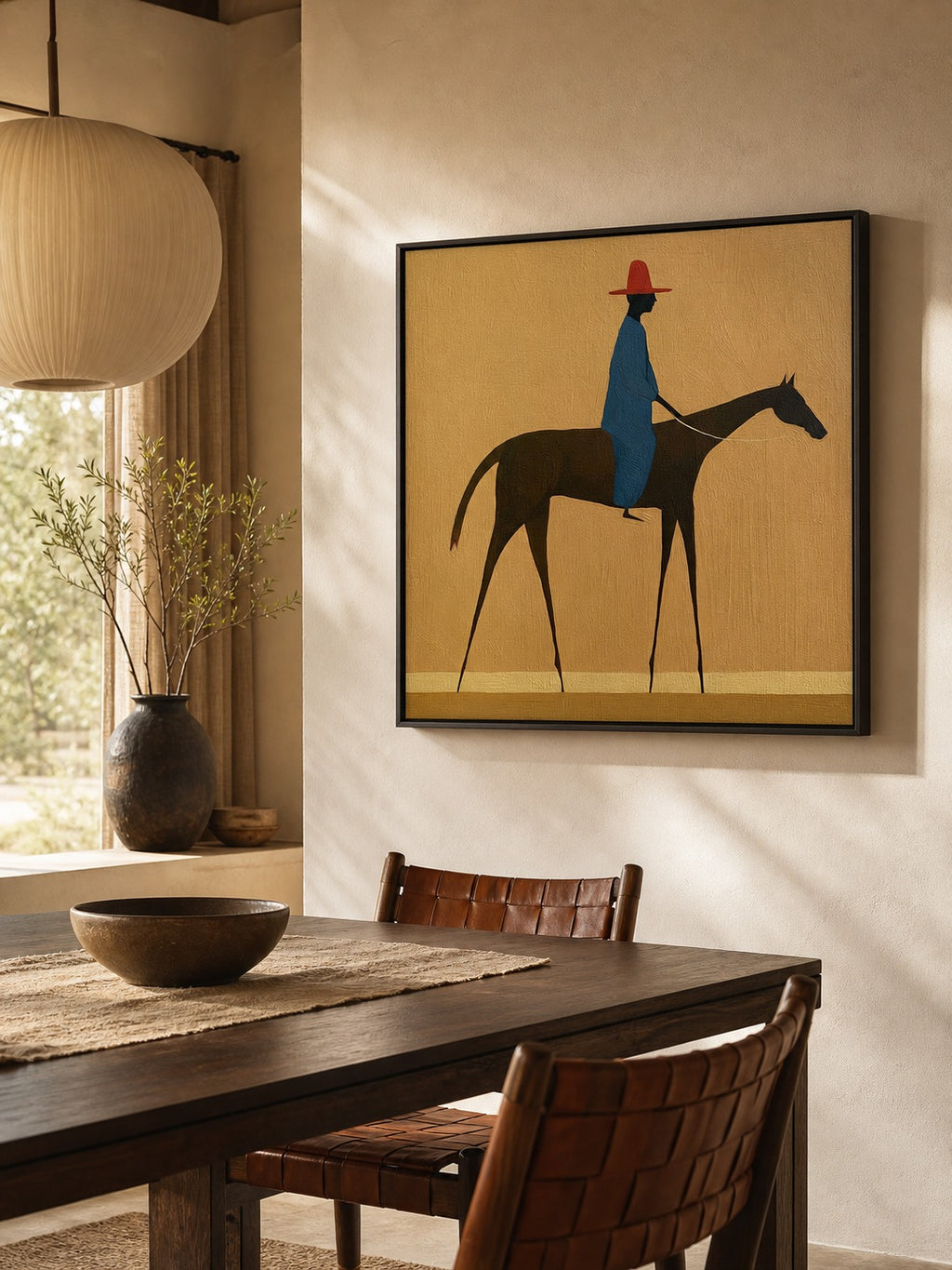 Vintage Style Horse And Rider Painting Original Canvas Art For Modern Living Room Decor-SJ#0242