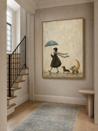 Whimsical Dachshund Canvas Art Moon Cart Tea Walk Neutral Cozy Wall Decor-SJ#0194