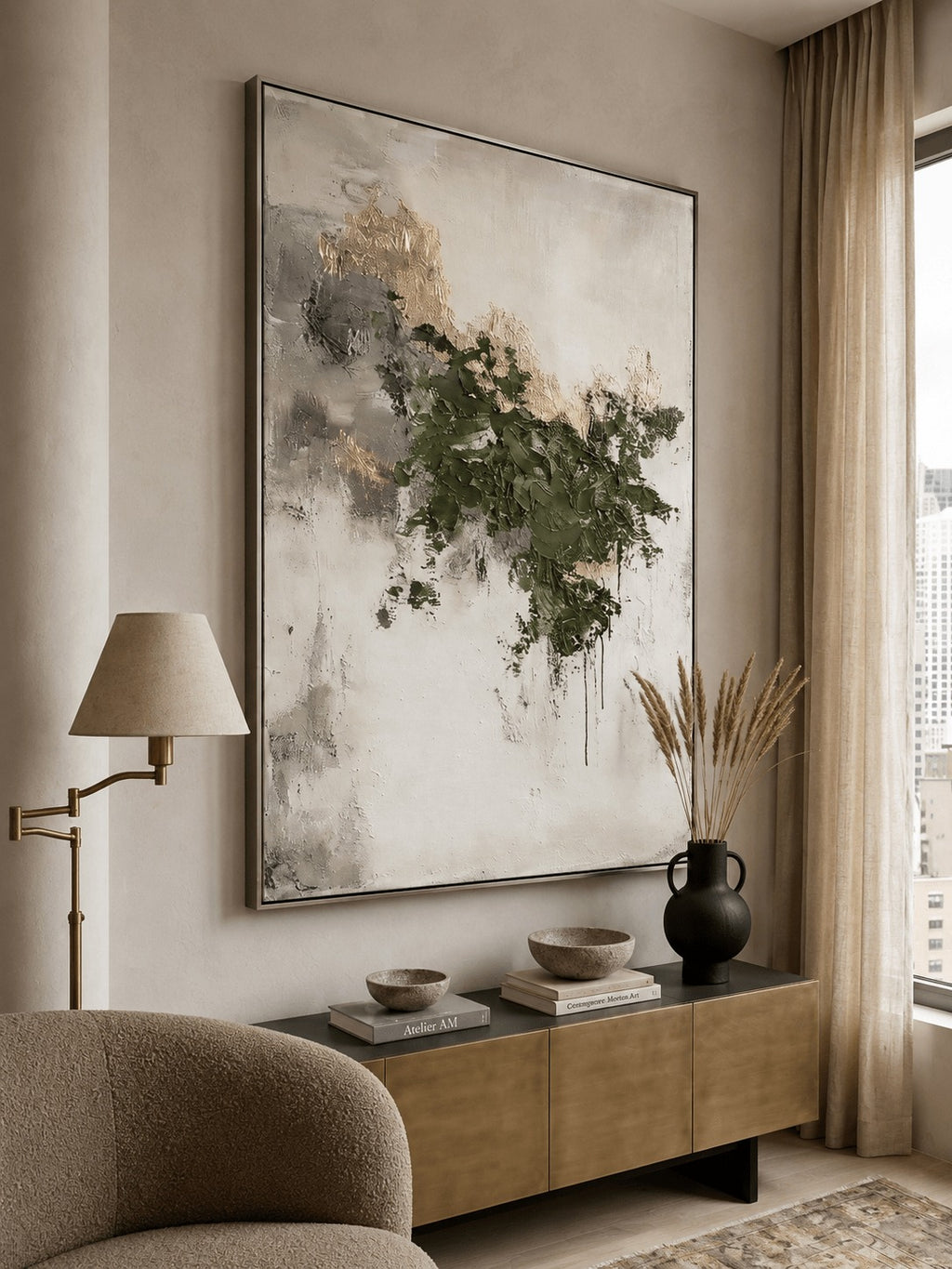 Wabi-Sabi Sage Green Abstract Wall Art – SJ#0070