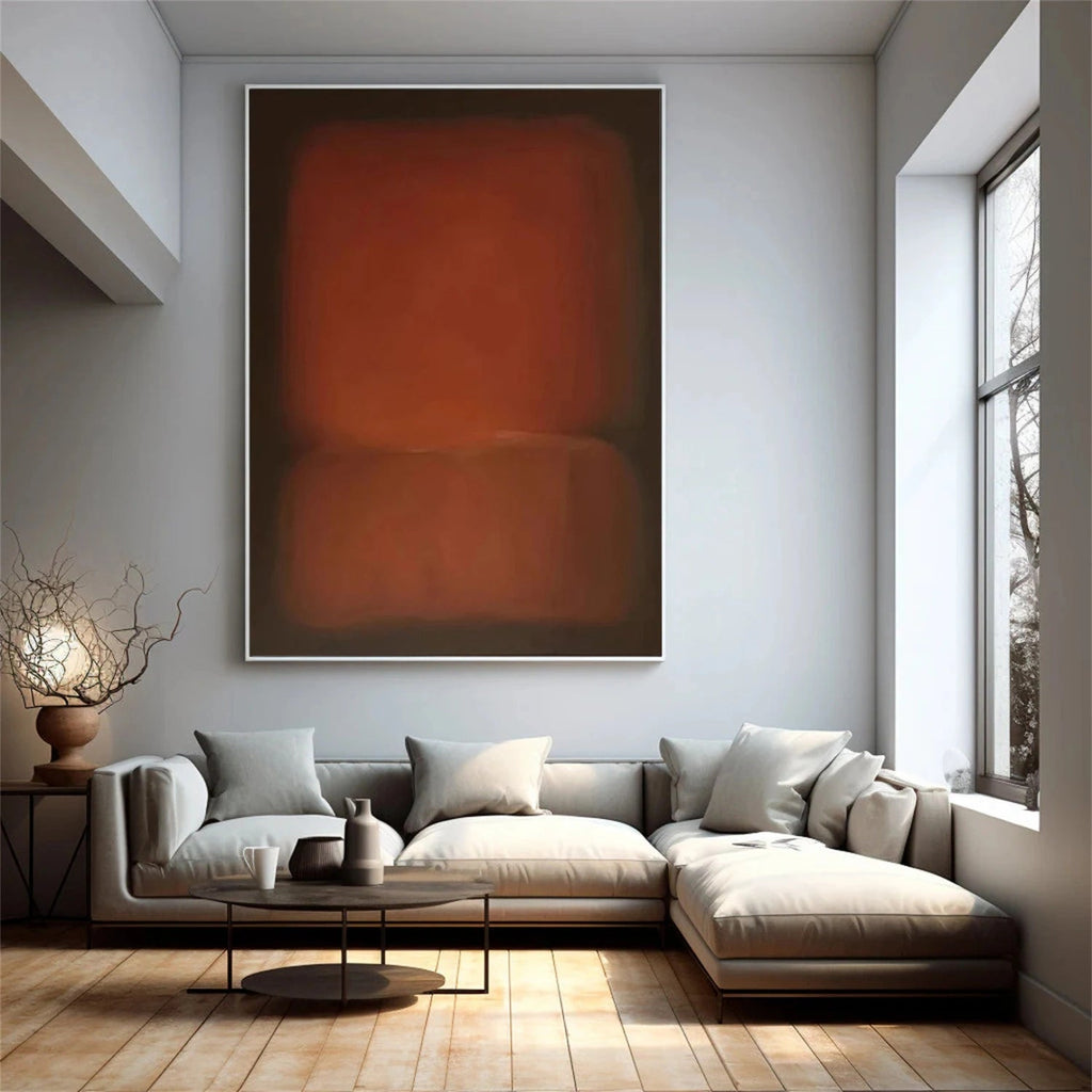 Large Moody Rust Abstract Canvas Art Mark Rothko Style Oil Painting Mid-century Modern Wall Art - View 4 | Seegart Abstract Art
