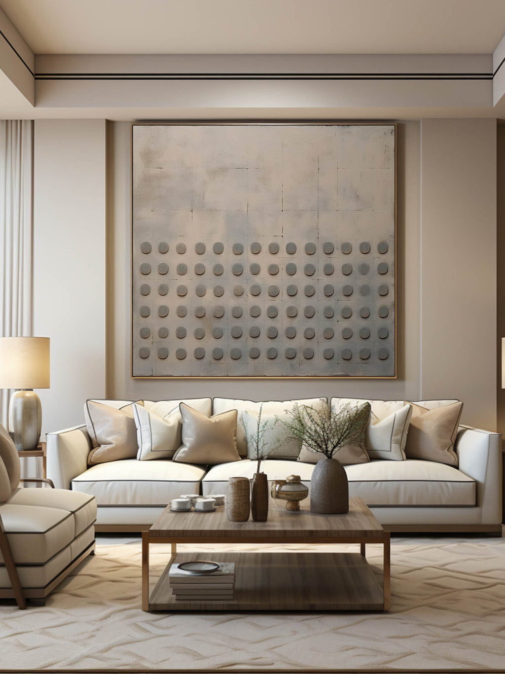 Beige & Grey Wabi-Sabi Wall Art Square – SJ#0010
