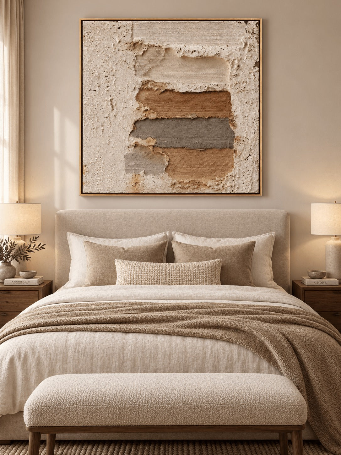 Wabi-Sabi Earth Tone Wall Art hand-painted wall art (view 3) | Seegart