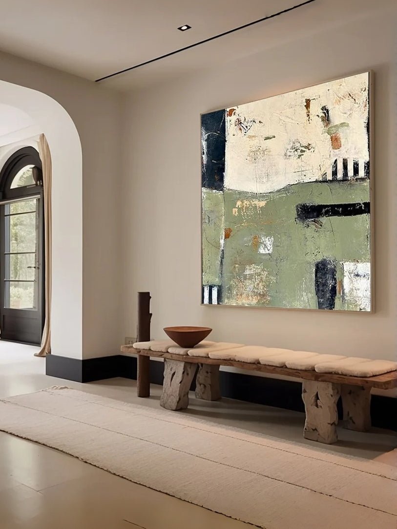 Wabi-Sabi Abstract Sage Green Wall Art – #SJ0035