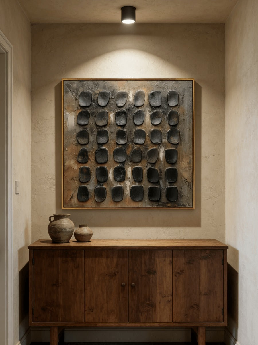 3D Textured Grid Wabi-Sabi Wall Art – SJ#0020
