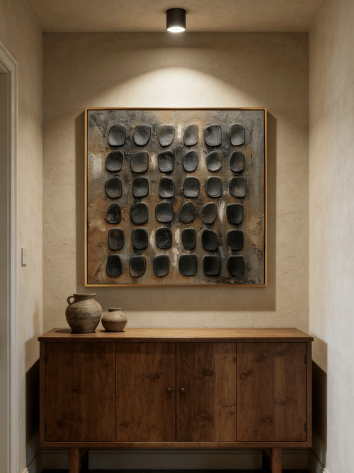 3D Textured Grid Wabi-Sabi Wall Art – SJ#0020