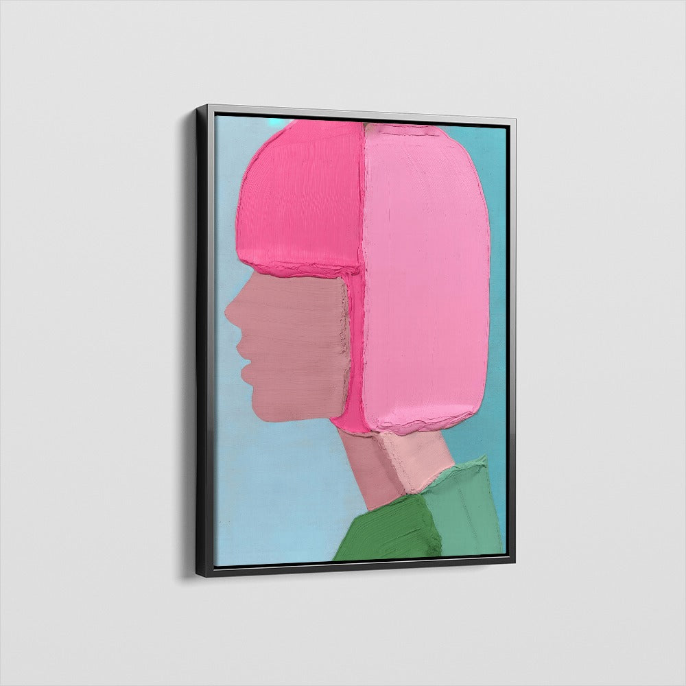 Large Thick Textured Mauve Pink and Brown People Abstract Modern Wall Art-SJ#0339
