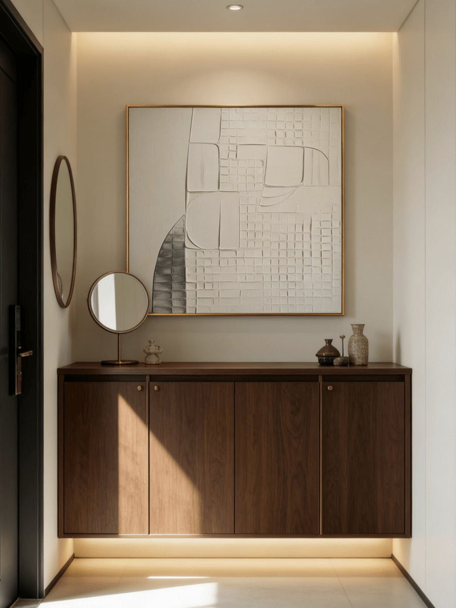 White Minimalist Architectural Painting – SJ#0024