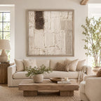 Hand Painted Textured Wall Art, Neutral Abstract Canvas Painting, Large Cream Brown Organic Modern Decor - #SJ0330