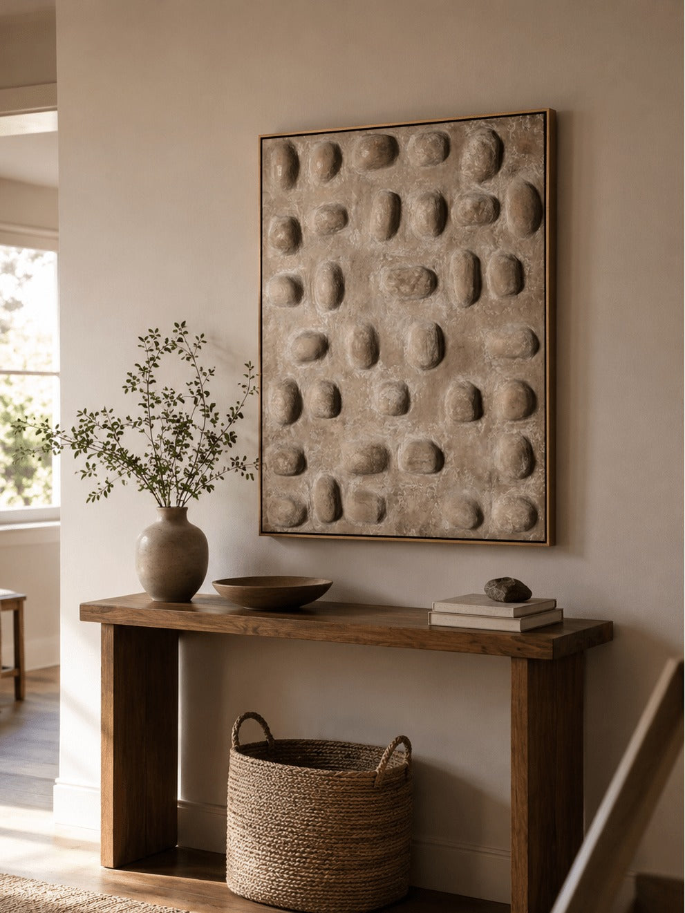Minimalist 3D Textured Pebble Wall Art _ SJ#0067