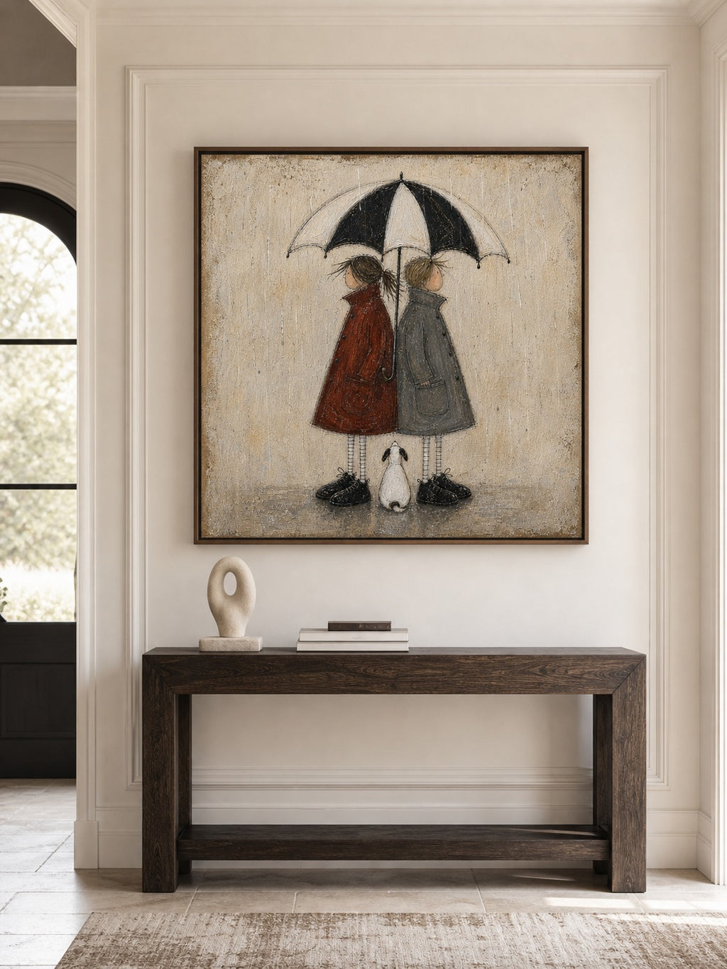 Couple Wall Art Romantic Umbrella Oil Painting For Wedding Gift Decor-SJ#0183