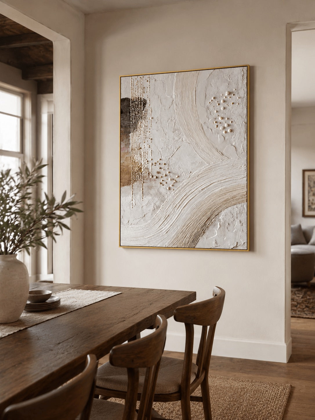 Wabi Sabi Ivory Textured Abstract Wall Art _ Eliot Vermeer –SJ#0058