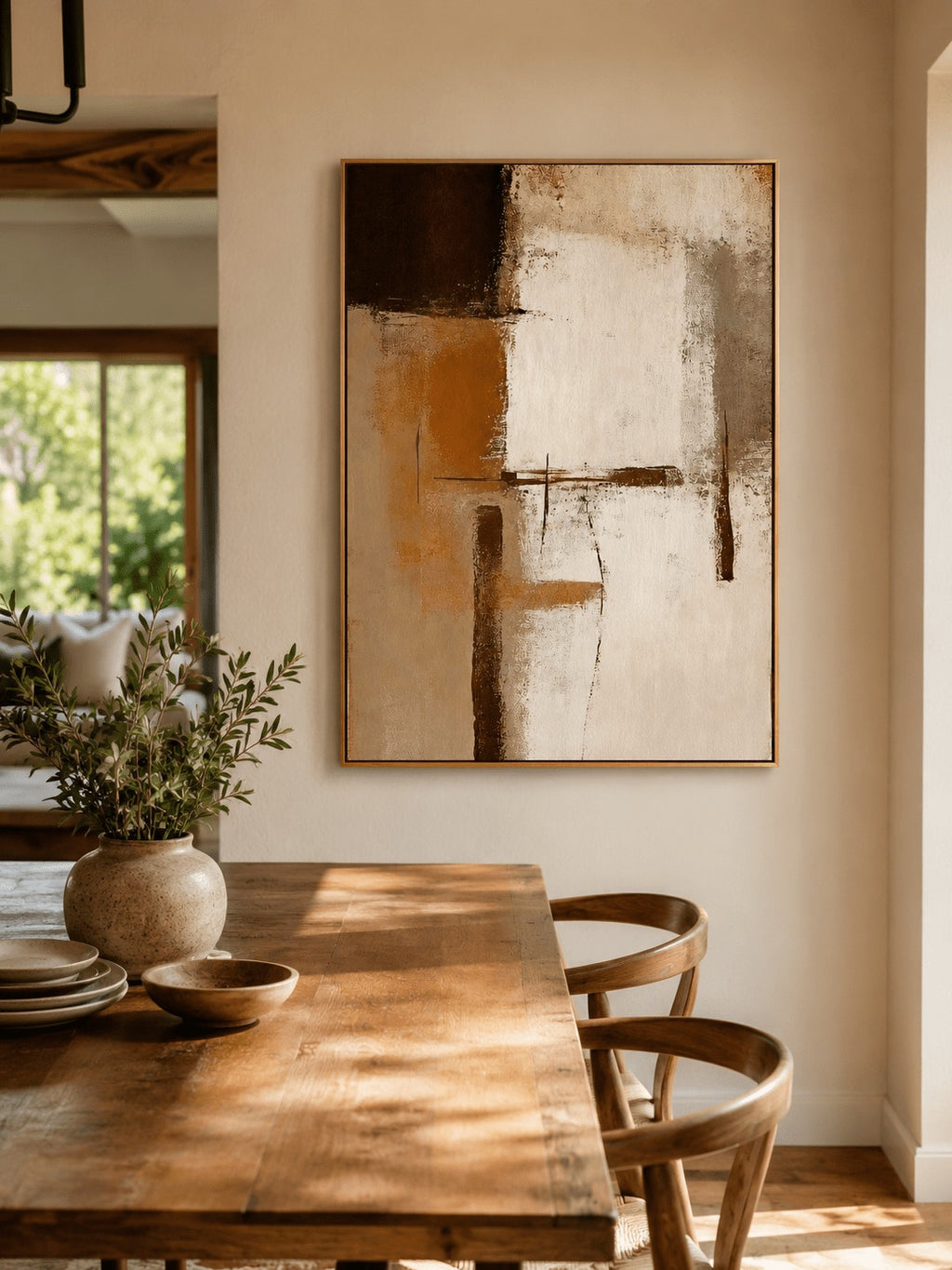 Wabi-Sabi Minimalist Abstract Painting _ Geometric Abstract Wall Art – SJ#0096