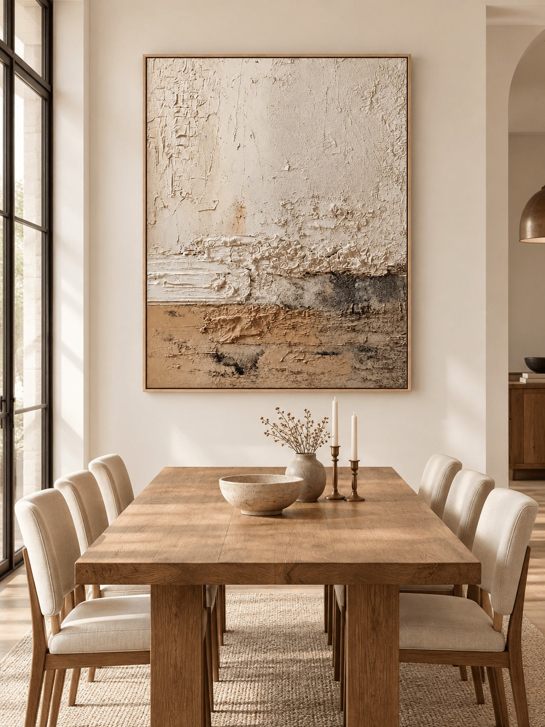 Wabi Sabi Textured Landscape Painting _ Neutral Landscape Wall Art –SJ#0121