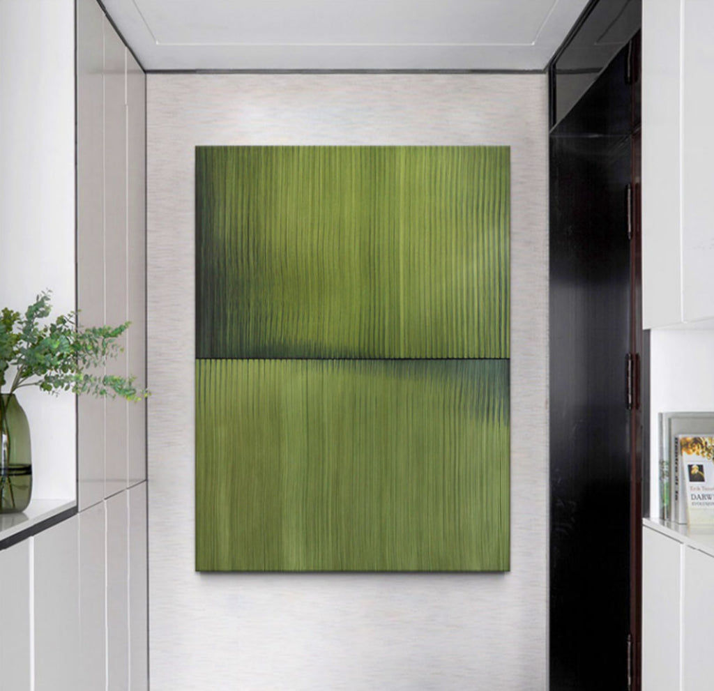Large Green Minimalist Abstract Pa-SJ#0149