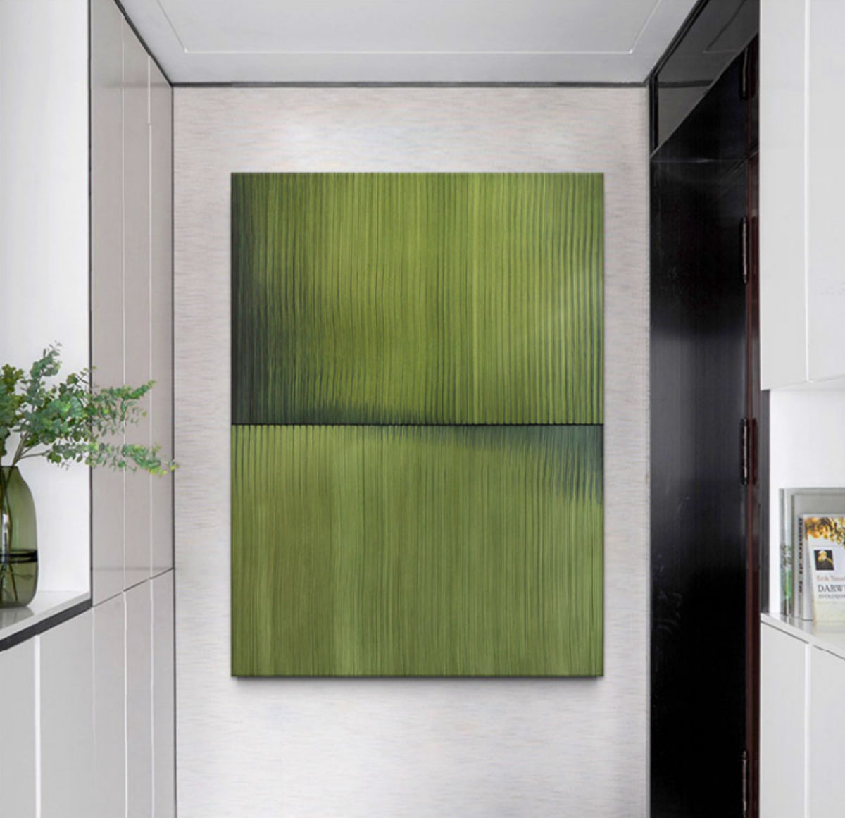 Large Green Minimalist Abstract Pa-SJ#0149