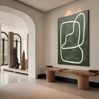 Large Green Minimalist Wall Art Wabi Sabi Canvas Painting Green Abstract Art on Canvas for Sale –SJ#0154