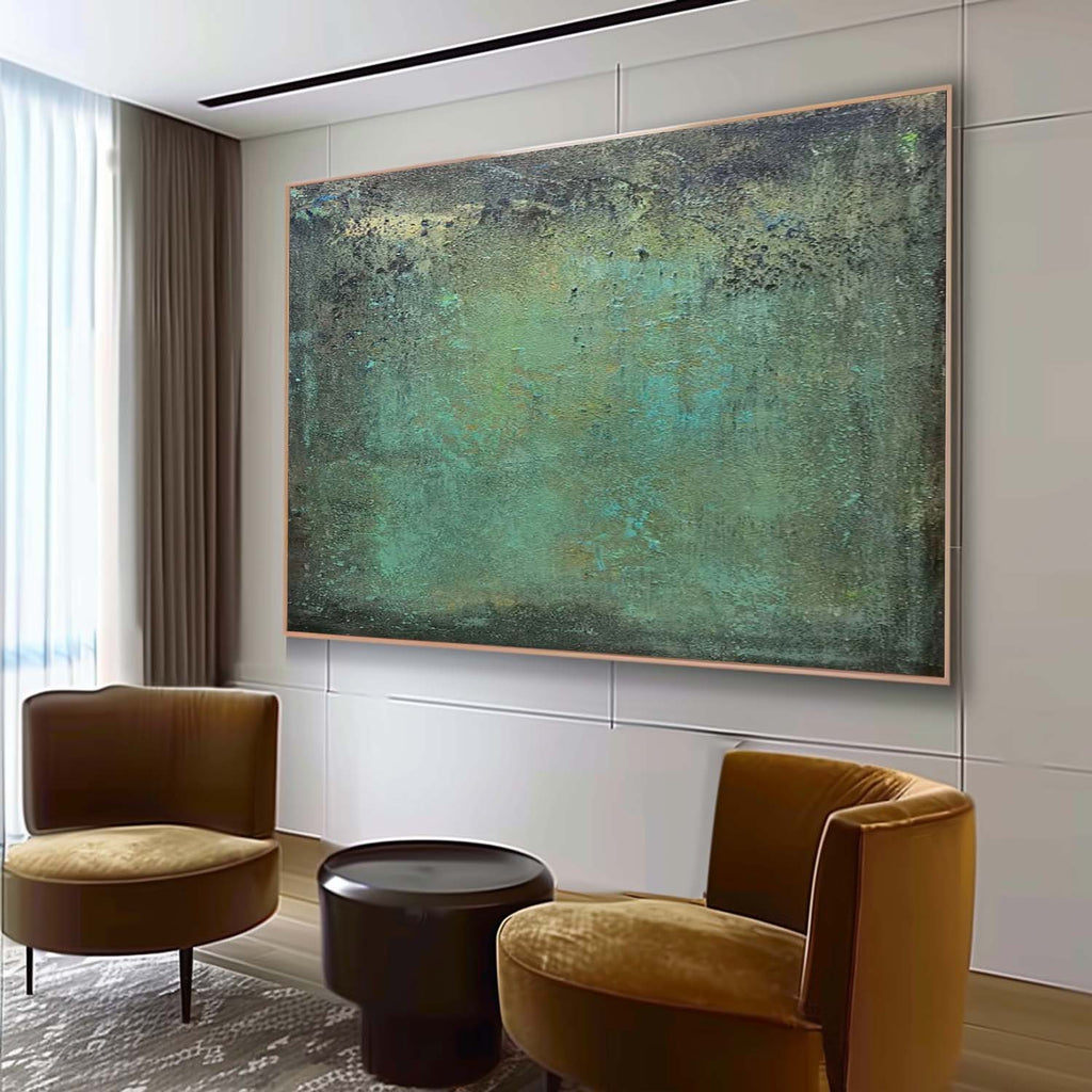 Large Green Textured Abstract Canvas Wall Art Green Minimalist Textured Painting Green Abstra-SJ#0178