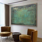 Large Green Textured Abstract Canvas Wall Art Green Minimalist Textured Painting Green Abstra-SJ#0178