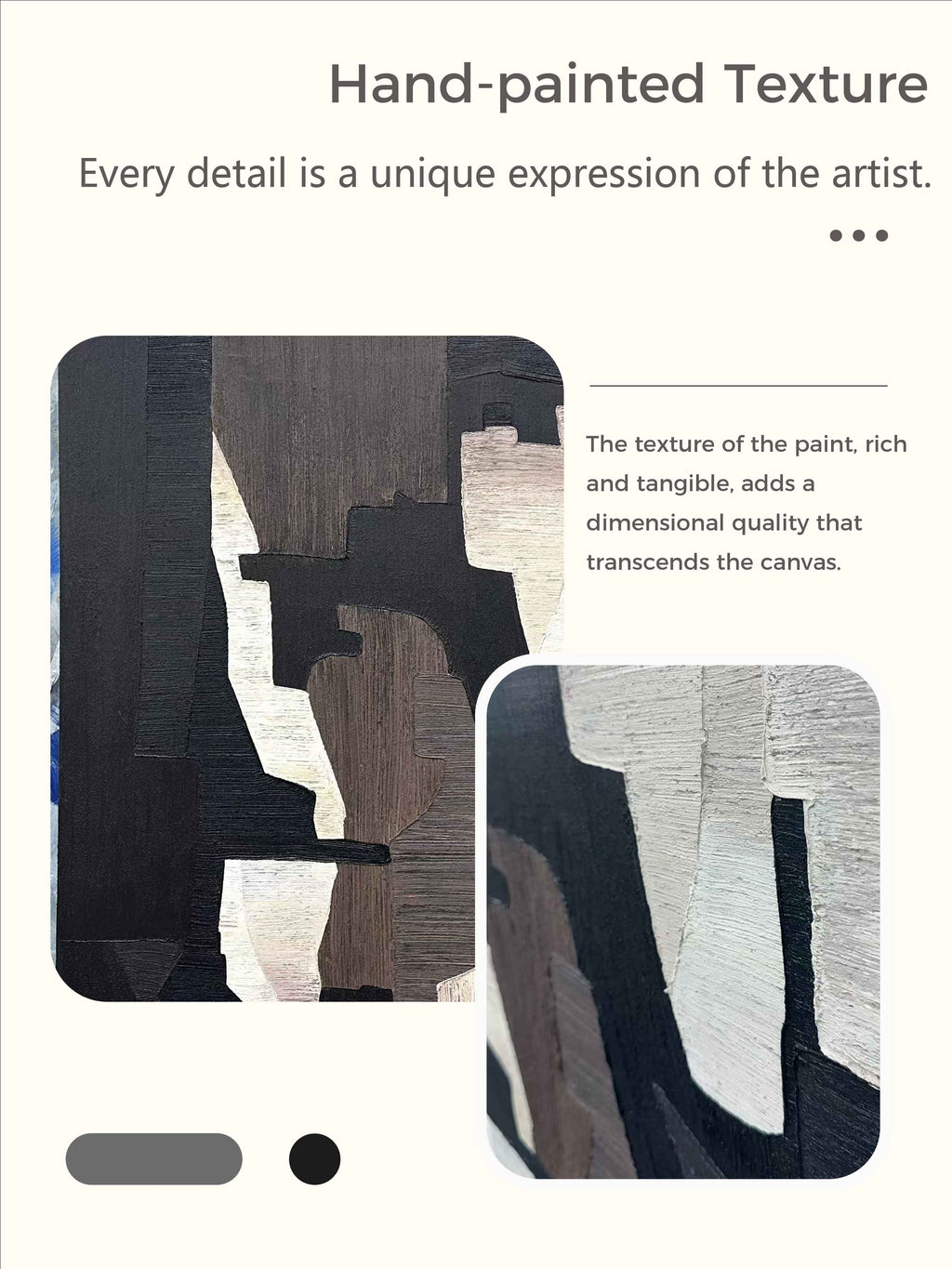 Large Textured Minimalist Abstract Geometric Painting Black Wabi Sabi Minimal Wall Art-SJ#0256