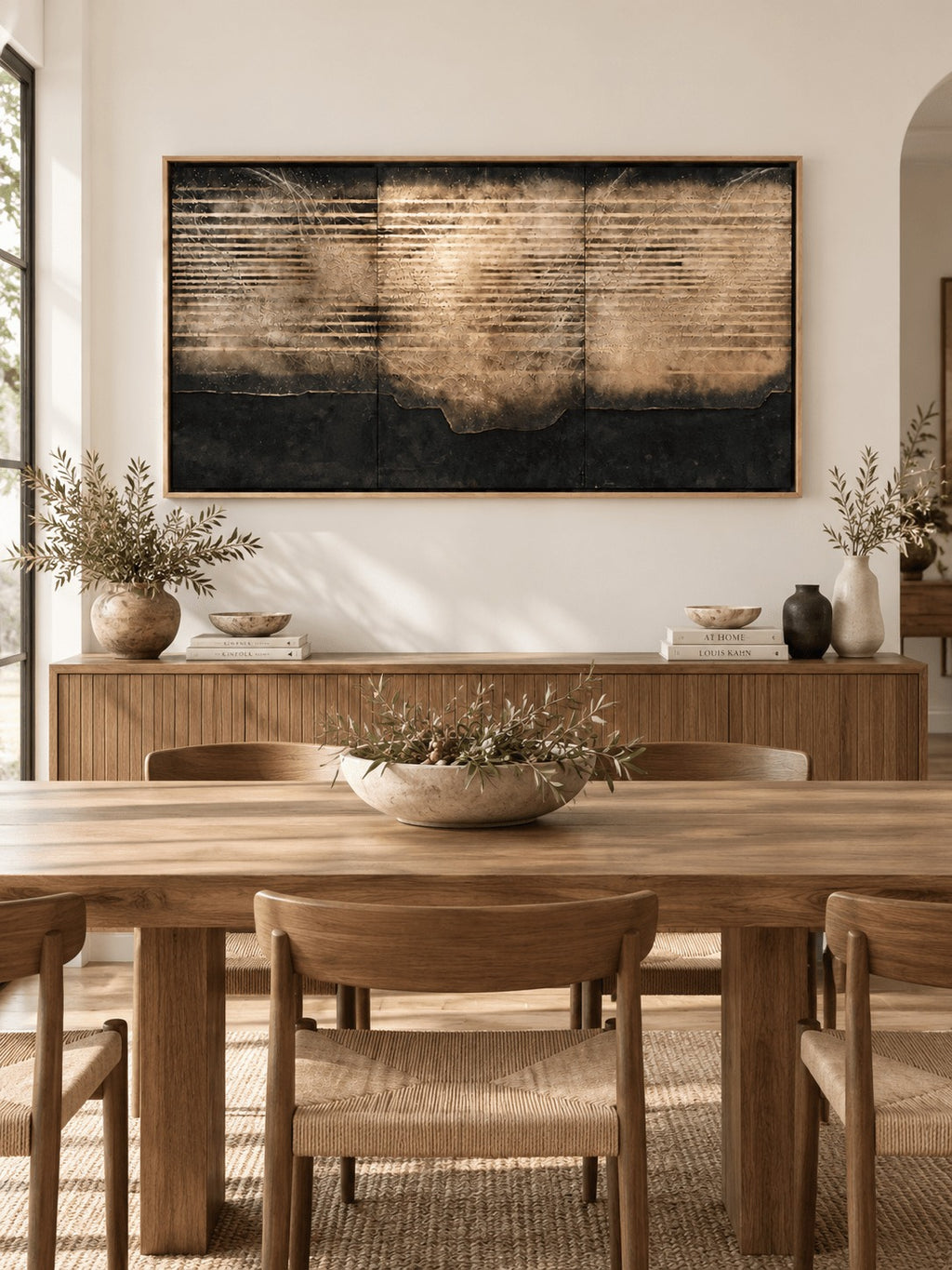 Wabi-Sabi Abstract Wall Art _ Black & Beige Abstract Wall Art –SJ#0140