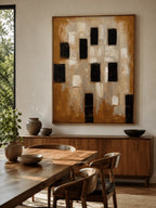 Earth Tone Textured Geometric Wall Art _ Wabi Sabi Painting – SJ#0108