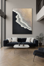 Minimalist Blue Ocean Painting Large Blue Ocean Wall-SJ#0204