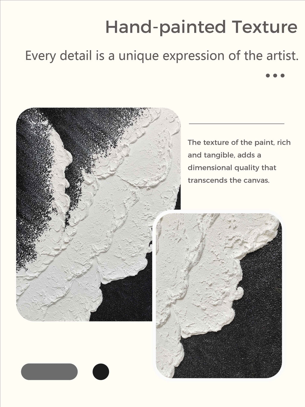 Minimalist Black And White Ocean Painting Large Whit-SJ#0205