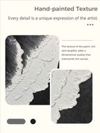 Minimalist Black And White Ocean Painting Large Whit-SJ#0205