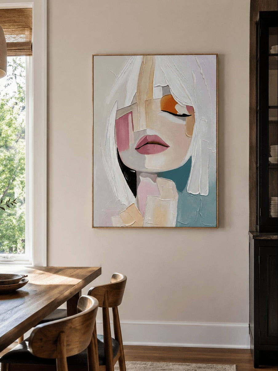 Textured Abstract Woman Portrait Wall Art -SJ#0346