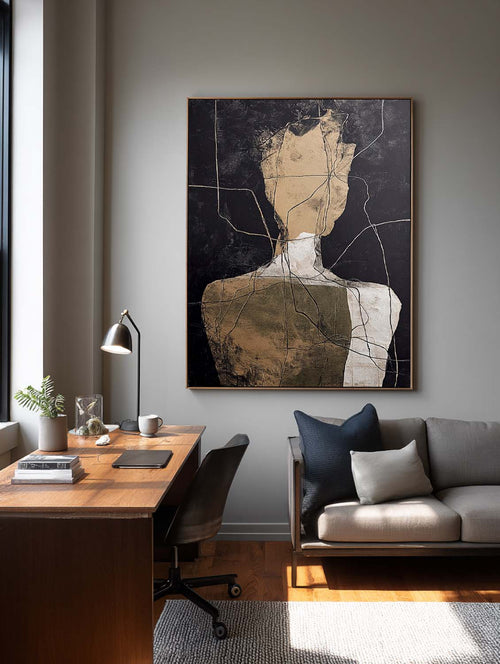 Abstract Hand-Painted Canvas Wall Art - In Room Setting | Seegart Wall Art