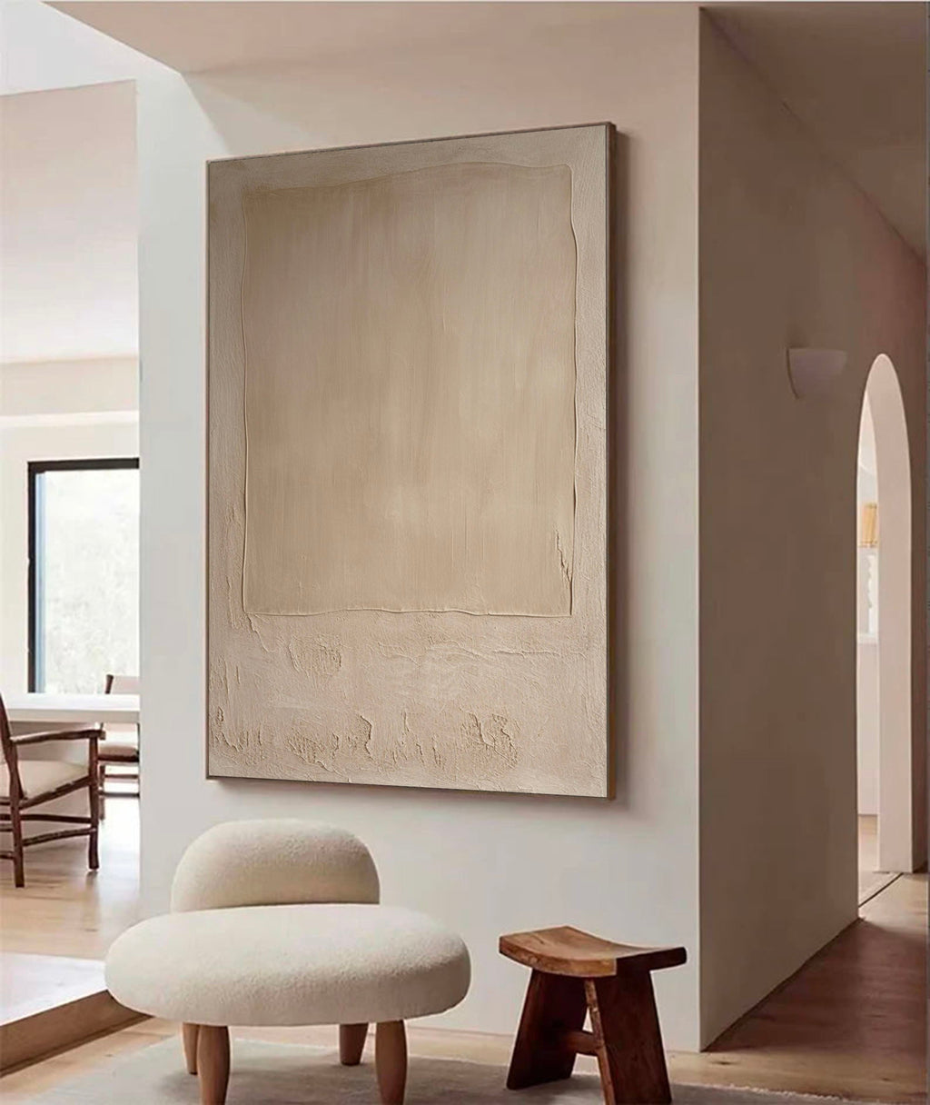 Pure Beige Minimalist Art Large Beige Texture Abstract Painting Beige Painting Beige Abstract Art-SJ#0257