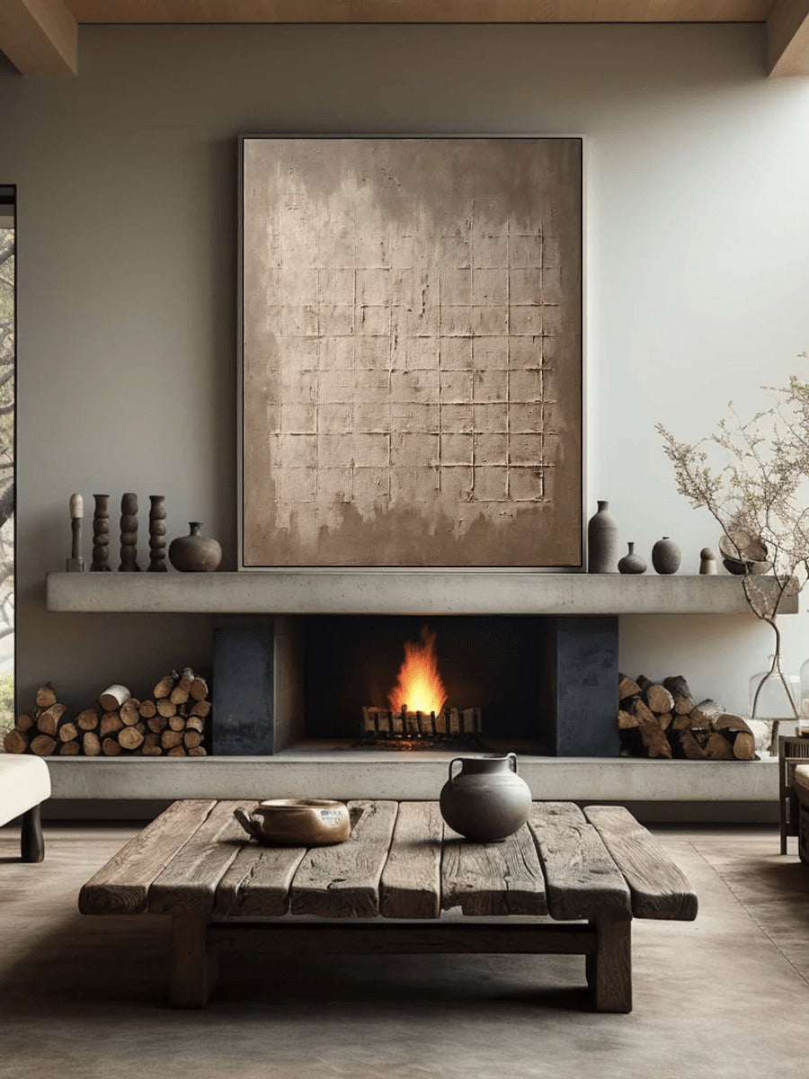 Wabi-Sabi Grid Abstract Wall Art – SJ#0065
