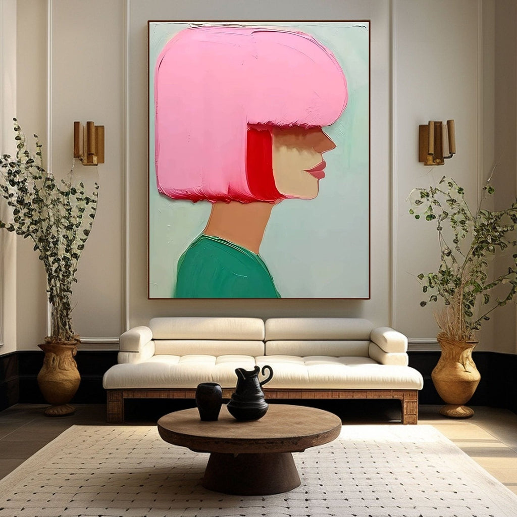 Large Pink Textured Colorful Abstract Acrylic Modern Wall Art On Canvas-SJ#0335