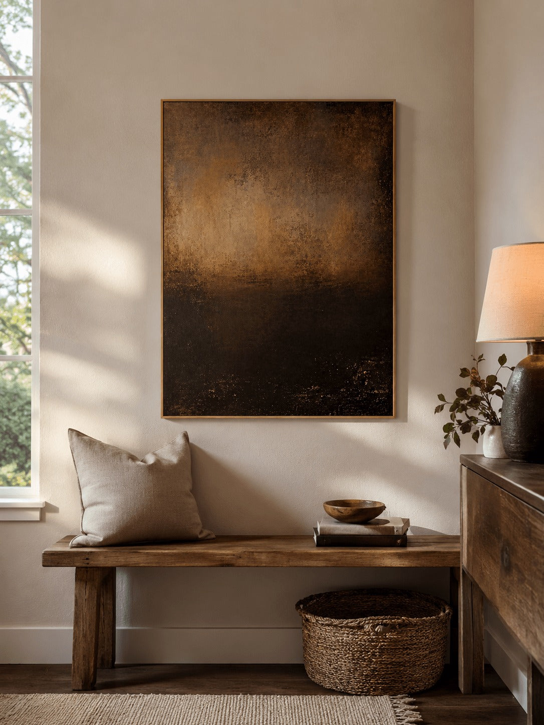 Abstract Tranquility Painting _ Bronze Abstract Wall Art – SJ#0098