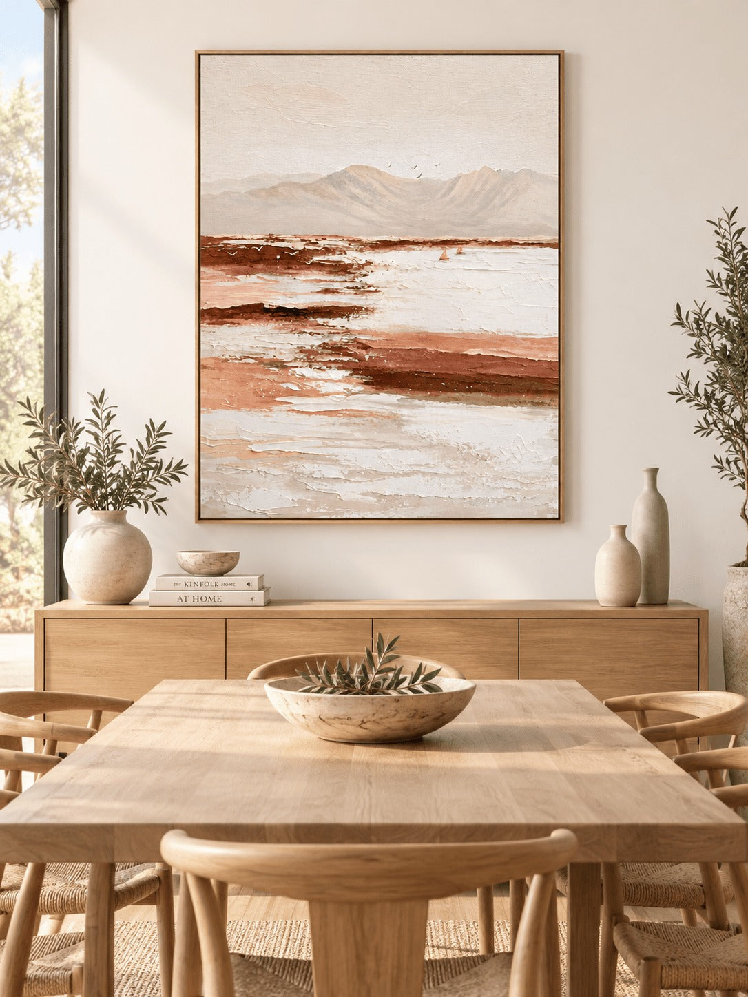 Wabi-Sabi Textured Wall Art _ Vertical Neutral Mountain Wall Art –SJ#0117