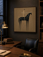 Vintage Abstract Horse And Rider Painting On Linen Canvas For Living Room Decor-SJ#0238
