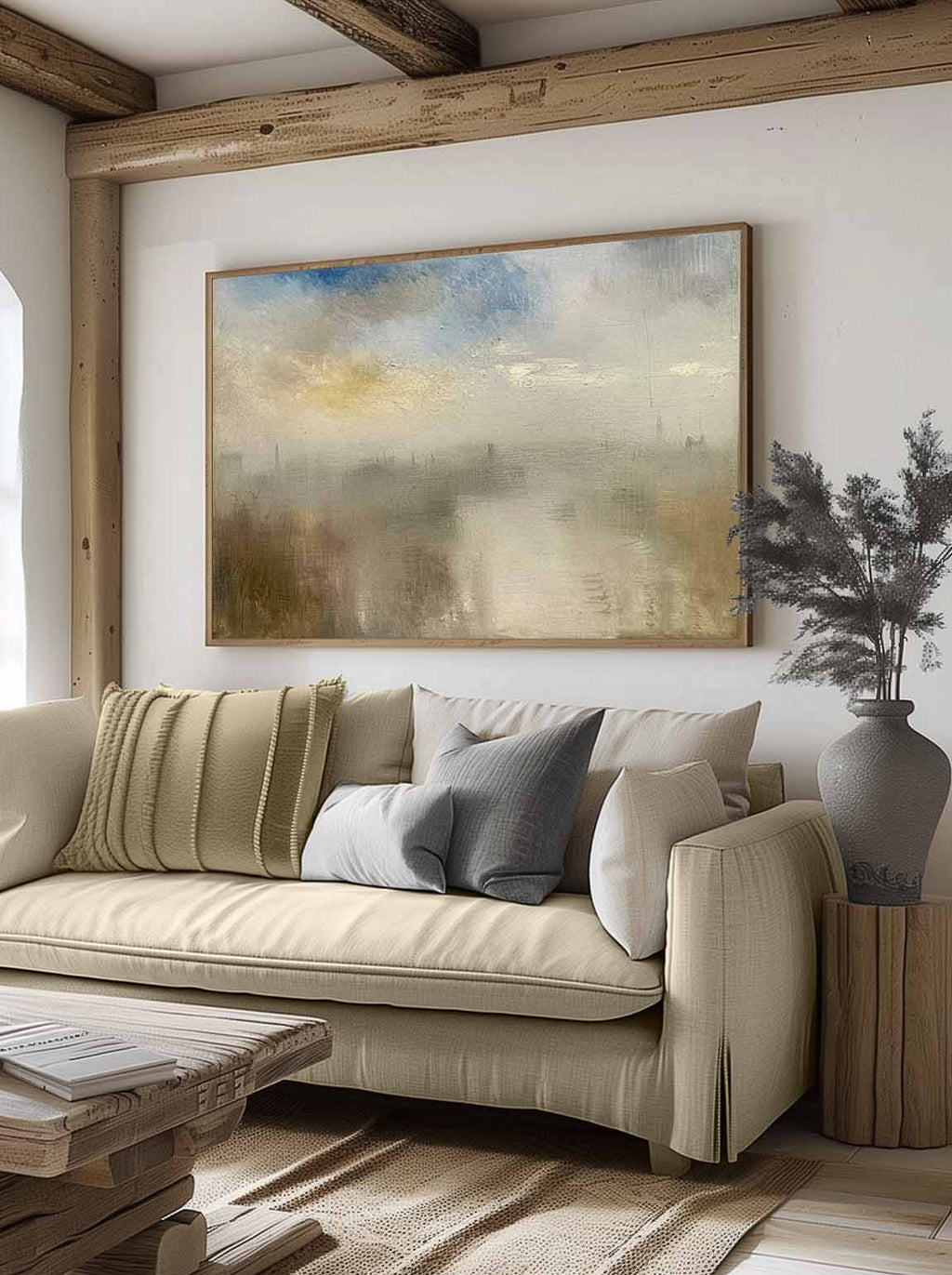 Vintage Abstract Mountain Oil Painting Original La-SJ#0262