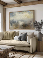 Vintage Abstract Seascape Oil Painting Retro Coast-SJ#0261