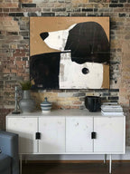 Vintage Black and White Dog Canvas Art Large Vinta-SJ#0248