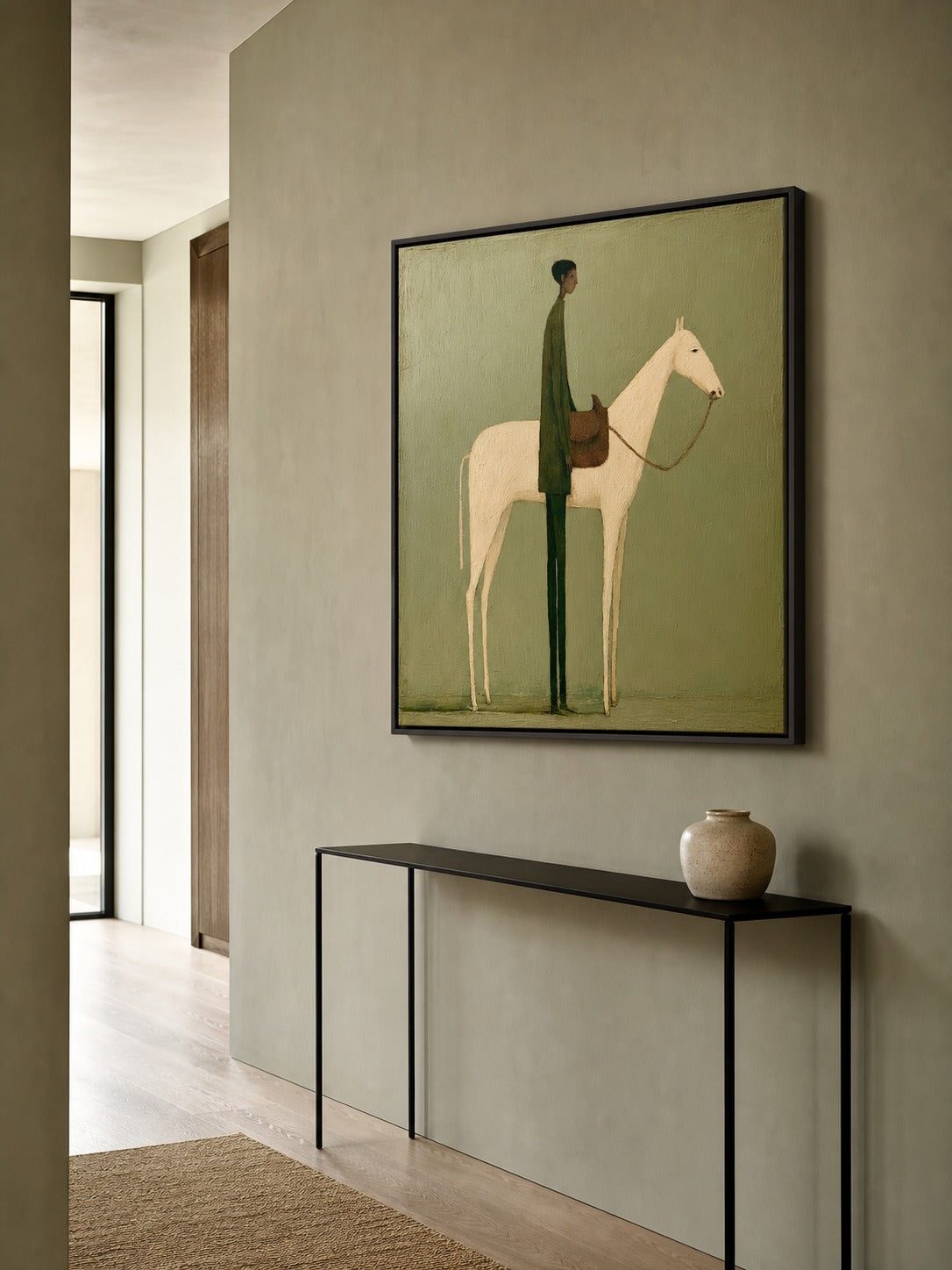 Vintage Figure And Horse Oil Painting Minimalist Horse And Figure Hand-Painted Wall Art - View 4 | Seegart Abstract Art