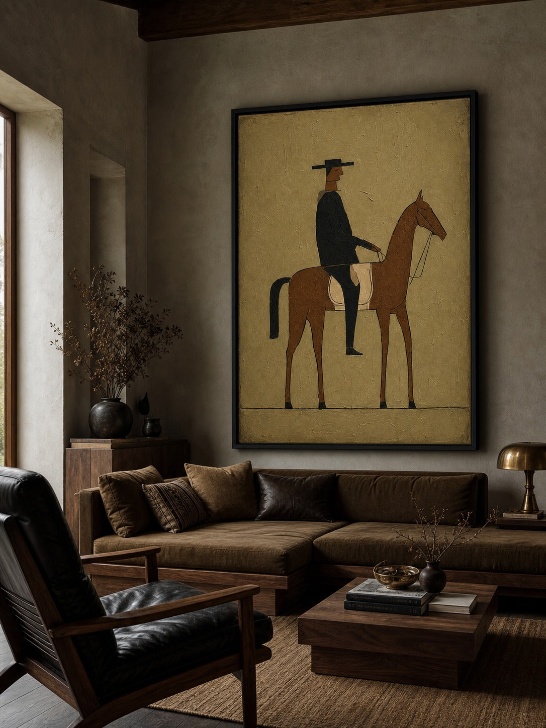 Vintage Horse And Rider Painting Modern Wall Art For Living Room Decor - View 4 | Seegart Abstract Art