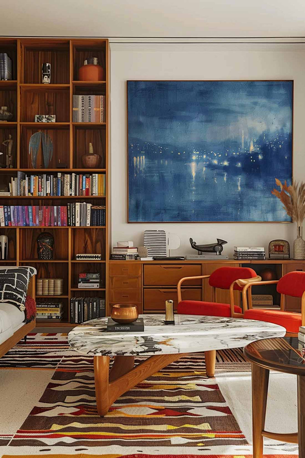 Vintage Night Landscape Blue Wall Art Vintage Dark-SJ#0267